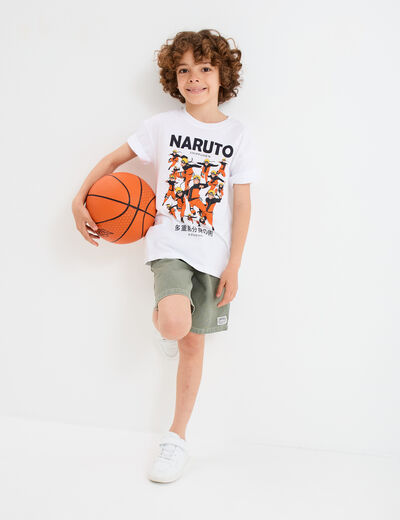 T-shirt manches courtes coton Naruto blanc garçon