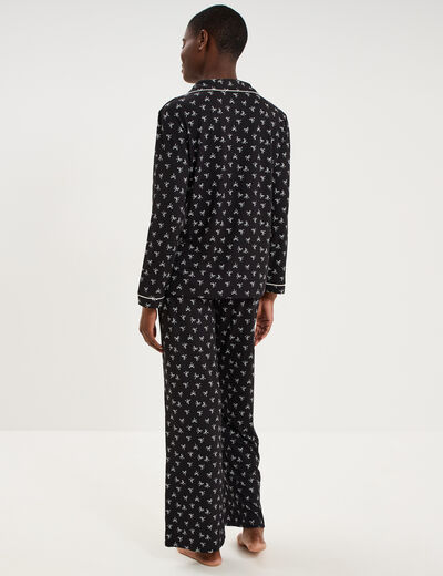 Ensemble pyjama chemise et pantalon noir femme
