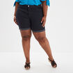 Bermuda ajusté taille haute bleu foncé femme grande taille