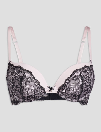 Soutien-gorge dentelle maxi push-up rose clair femme