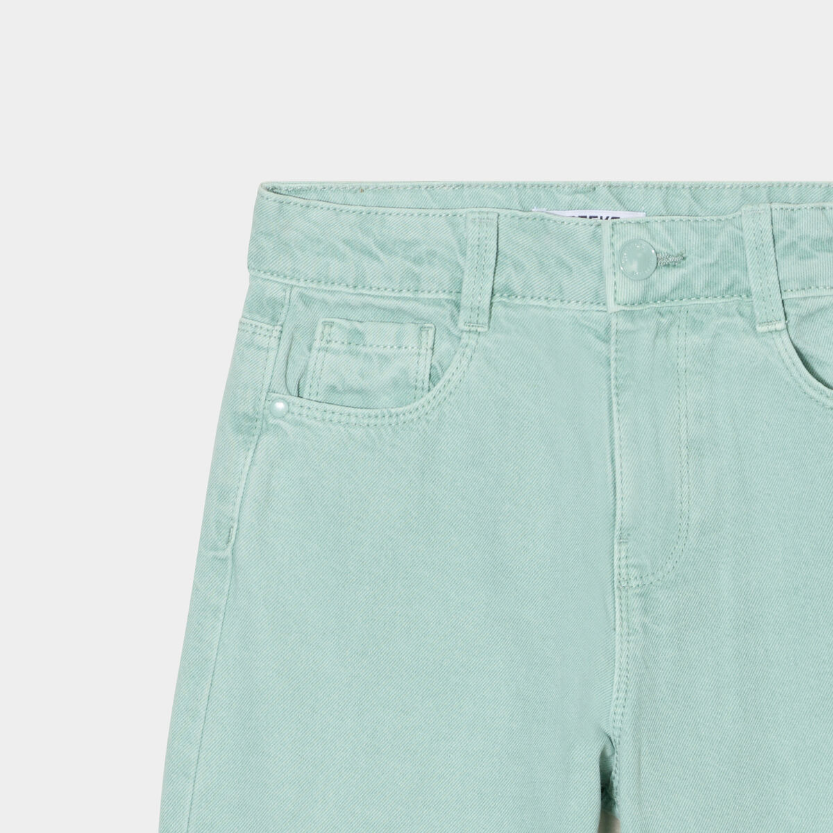 Pantalon coupe large 5 poches coton bleu gris fille