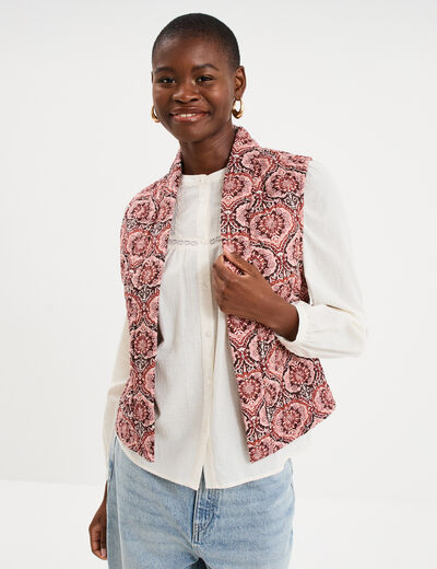 Veste sans manches matelass&eacute;e marron chocolat femme