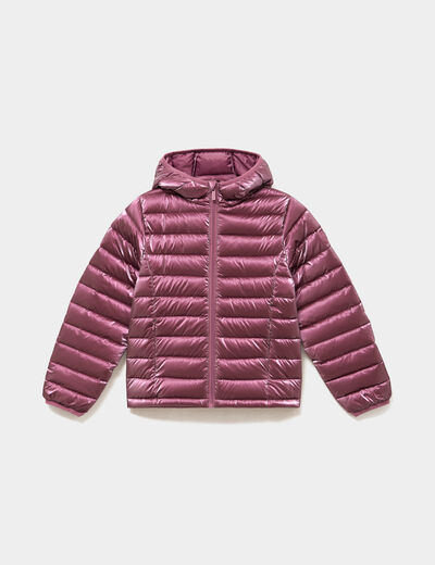 Doudoune l&eacute;g&egrave;re &agrave; capuche imperm&eacute;able bordeaux fille