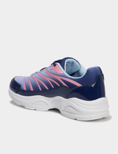 Baskets running &agrave; lacets bleu marine fille