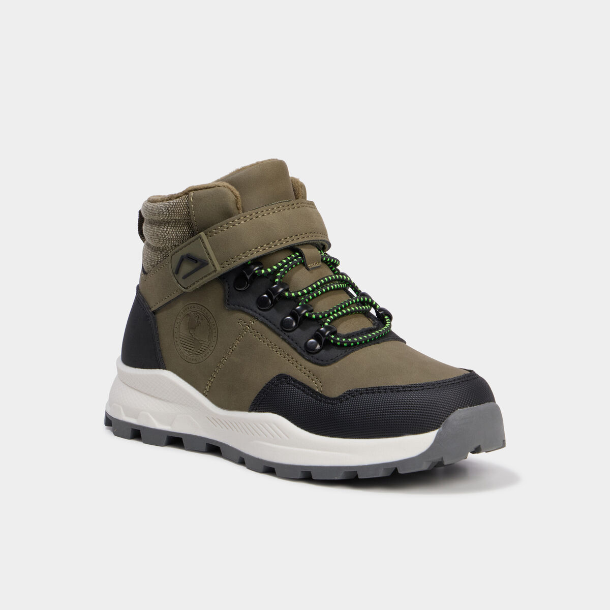 Boots &agrave; scratchs vert kaki gar&ccedil;on