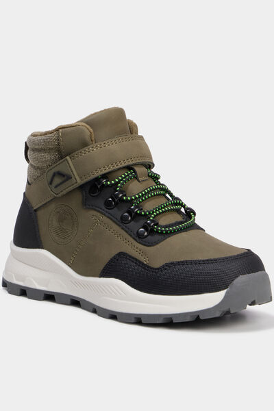 Boots &agrave; scratchs vert kaki gar&ccedil;on