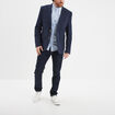 Chemise col mao lin mélangé bleu ciel homme