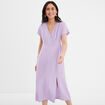 Robe midi fendue avec col cache-coeur parme femme
