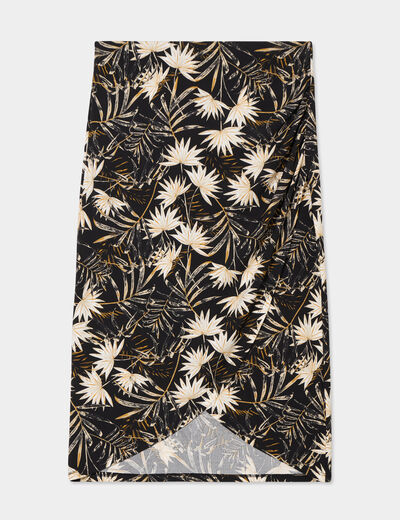 Jupe midi portefeuille noir femme