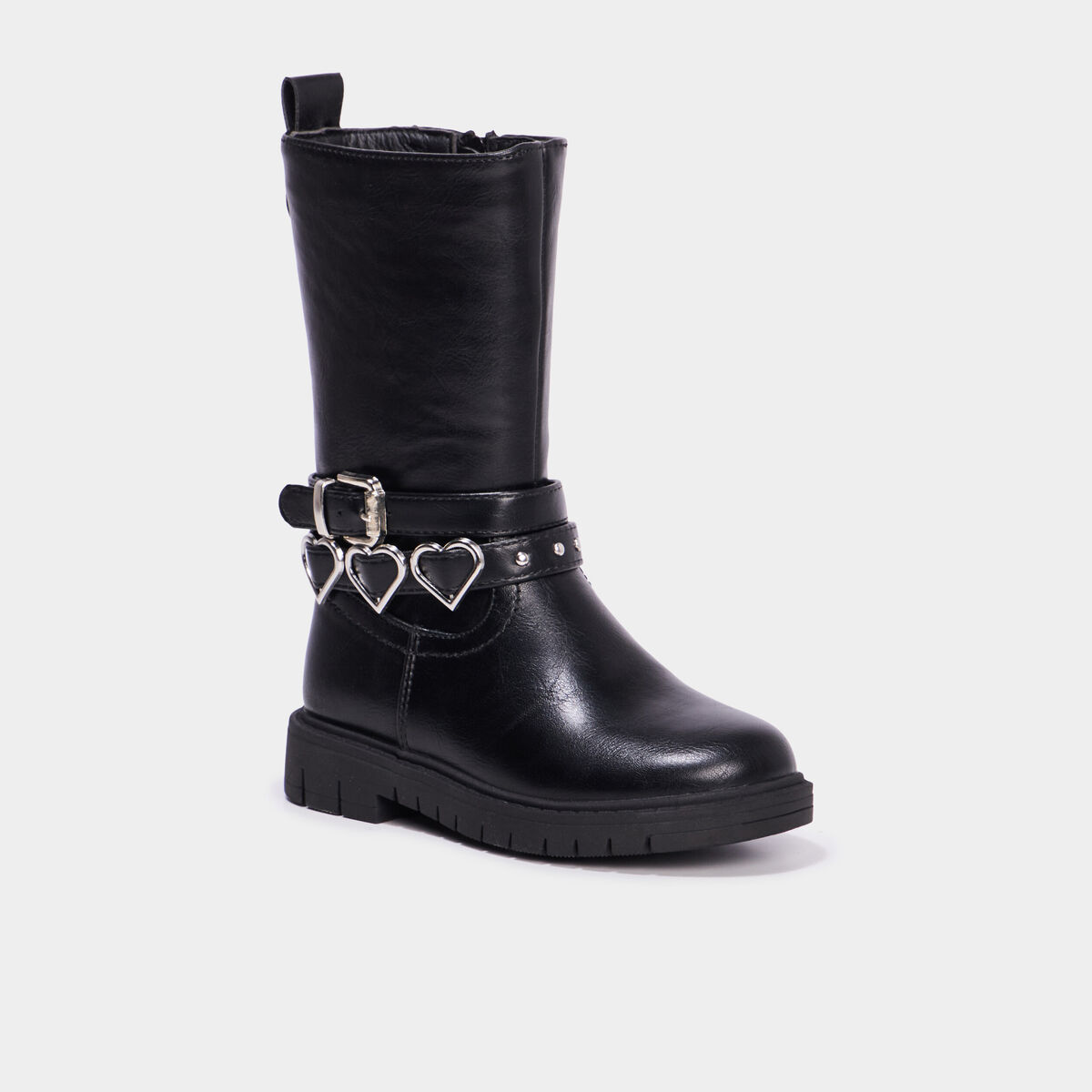 Bottes avec boucles coeur noir fille