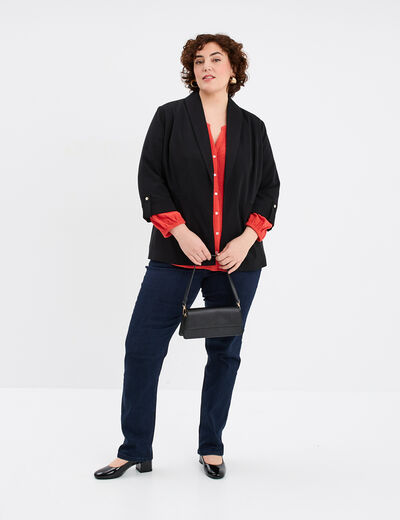 Blouse manches longues coton rouge femme grande taille