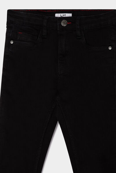 Jeans skinny taille ajustable effet usé noir garçon