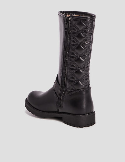 Bottes zippées matelassées noir fille