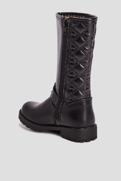 Bottes zippées matelassées noir fille
