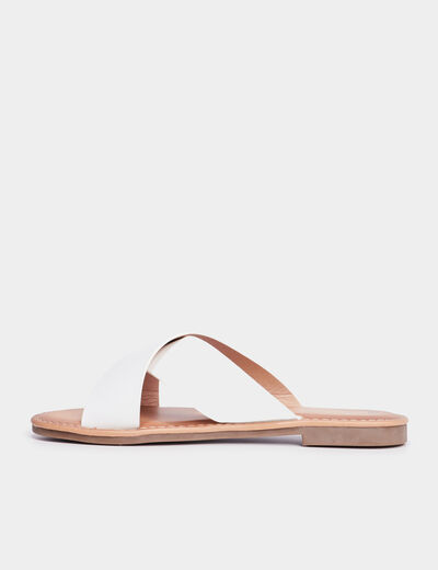 Mules brides larges croisées blanc femme