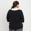 Pull empiècement chemisier noir femme grande taille