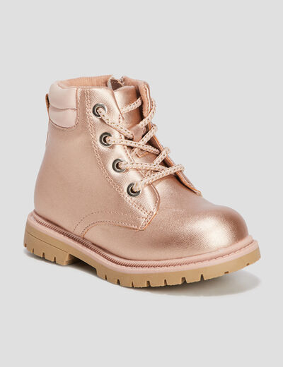 Bottines métallisées rose champagne fille