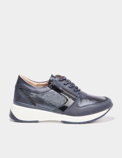 Baskets running zipp&eacute;es bleu marine femme