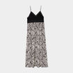 Robe longue col en V haut effet crochet ecru femme