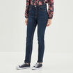 Jeans slim taille haute denim brut femme