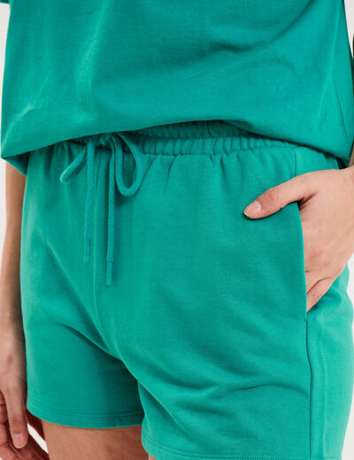 Short de jogging molletonn&eacute; ajust&eacute; bleu turquoise femme