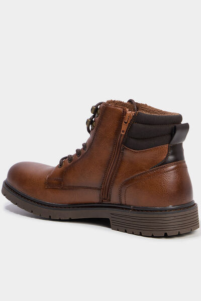 Bottines &agrave; lacets avec zip c&ocirc;t&eacute; marron clair homme