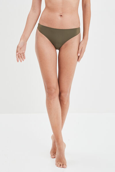 Tanga avec micro dentelle vert kaki femme