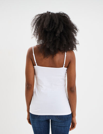 Débardeur coton bretelles réglables blanc femme