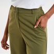 Pantalon large fluide taille élastiquée vert kaki femme
