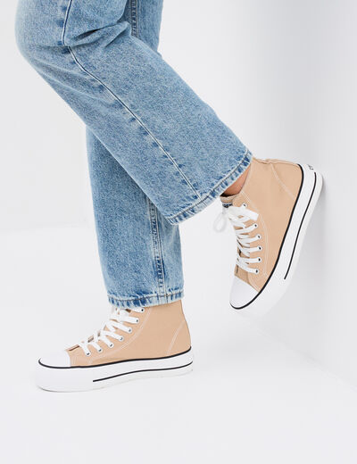 Baskets montantes &agrave; lacets Creeks sable femme