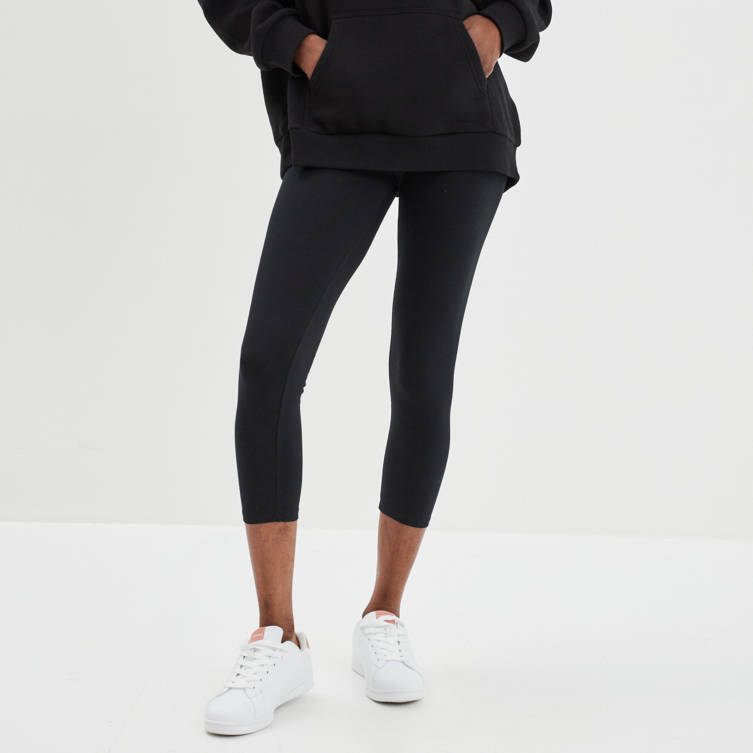 Legging 7/8ème taille élastiquée noir femme LH