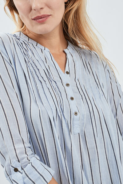 Blouse manches 3/4 bleu ciel femme