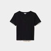 T-shirt manches courtes col en V coton noir femme