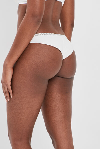 Tanga avec dentelle ivoire femme
