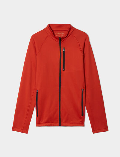 Gilet zippé col montant Trappeur orange foncé homme