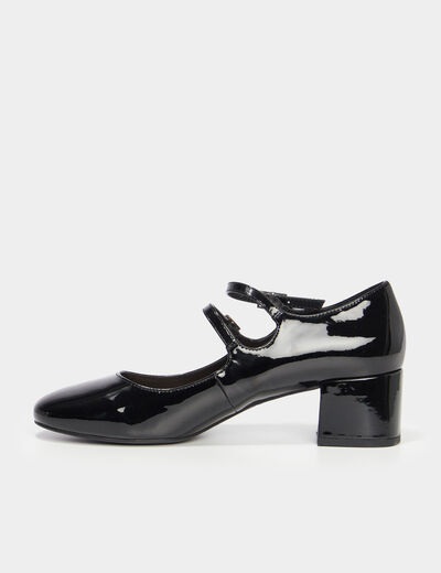 Babies vernies à talons carrés noir femme