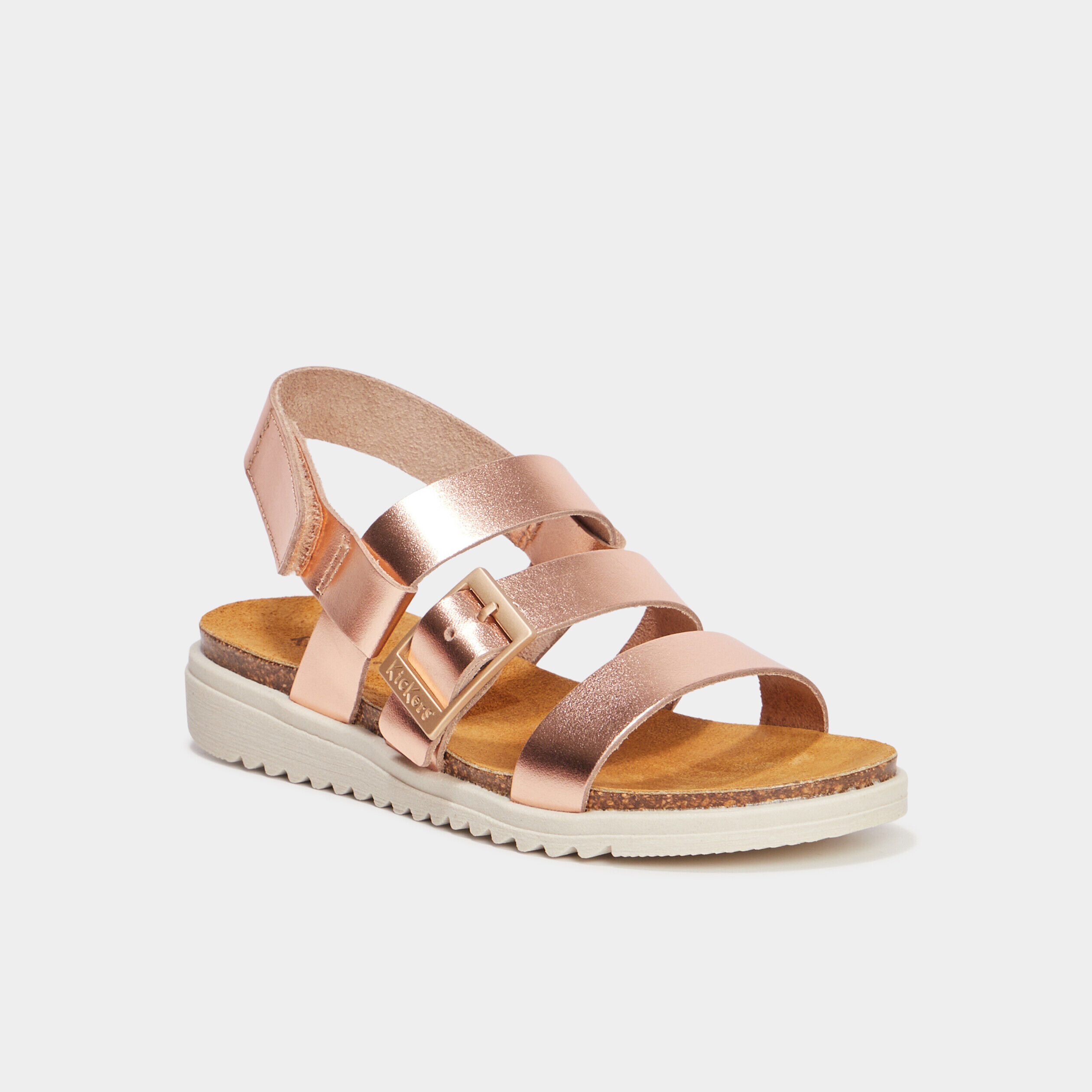 Sandales en cuir Kickers Alana rose fille
