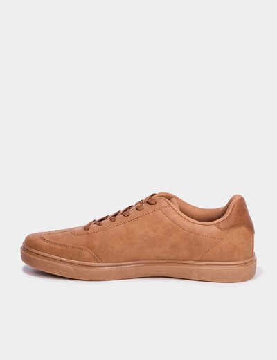 Tennis basses &agrave; lacets marron homme