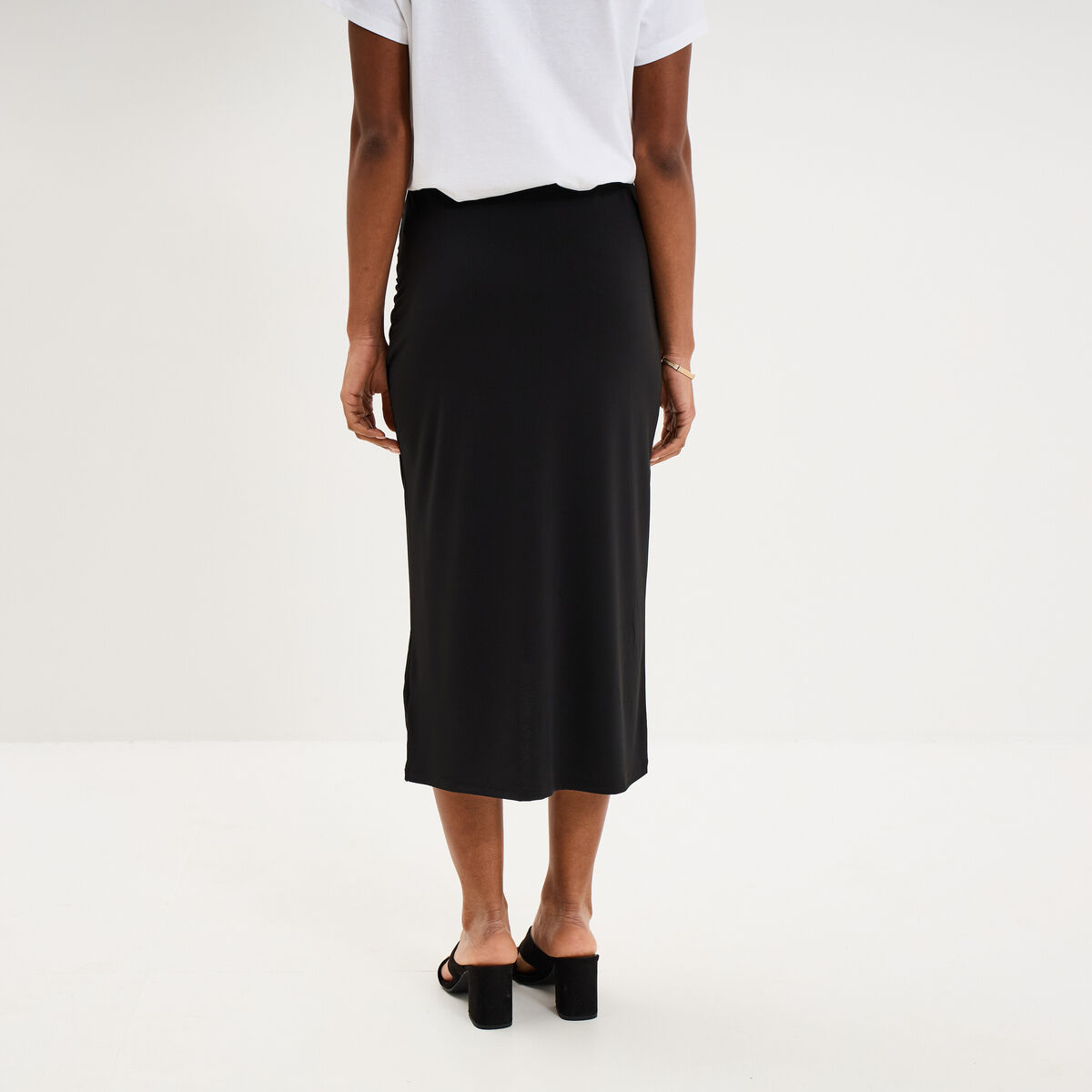 Jupe longue portefeuille noir femme