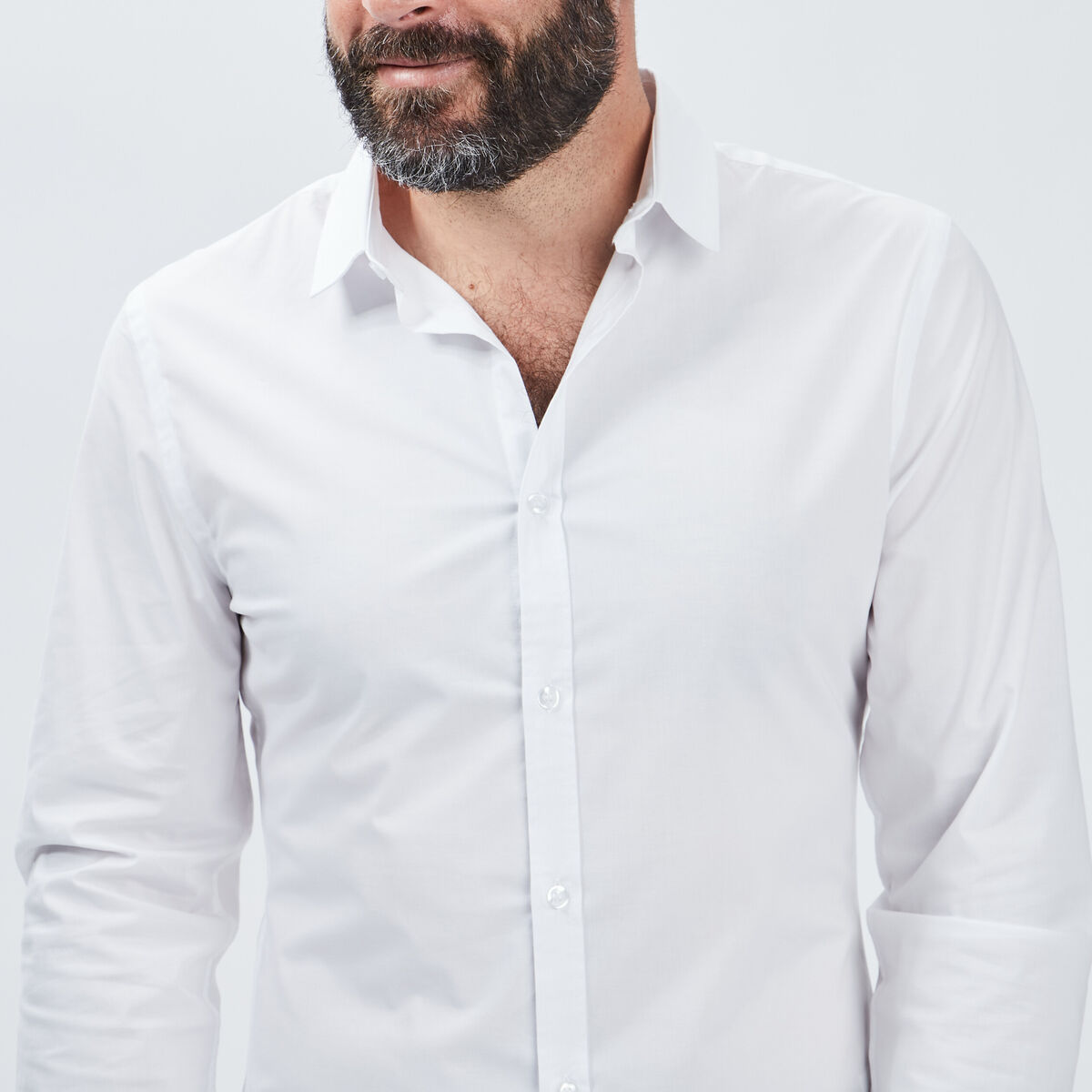 Chemise stretch manches longues blanc homme