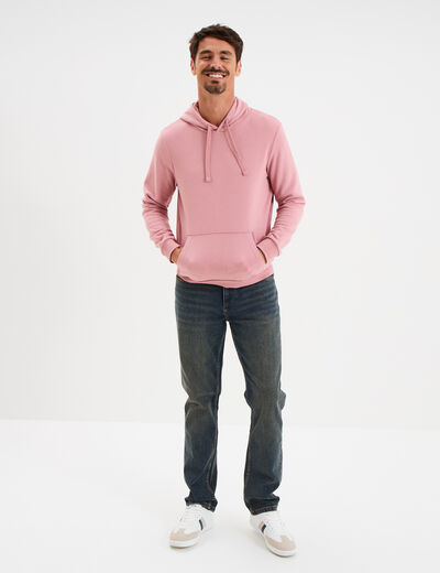 Sweat molleton à capuche hoodie vieux rose homme