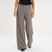 Pantalon large effet gaufr&eacute; marron chocolat femme