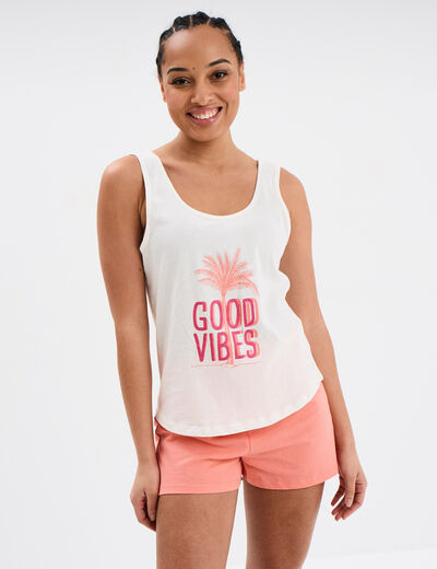 Ensemble pyjama short 2 pièces coton vieux rose femme