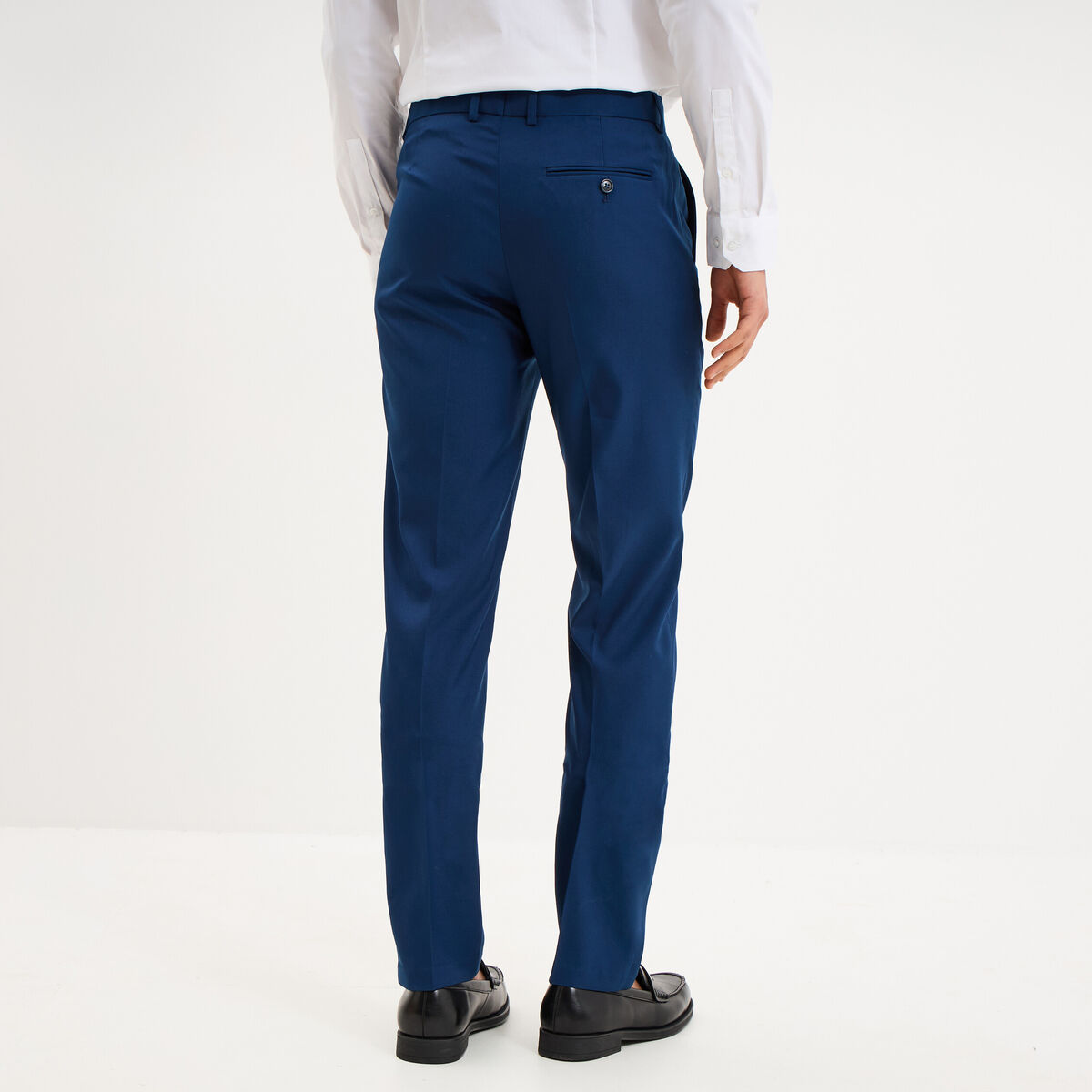 Pantalon de costume droit avec pinces bleu electrique homme