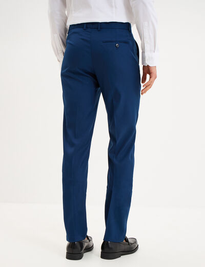 Pantalon de costume droit avec pinces bleu electrique homme