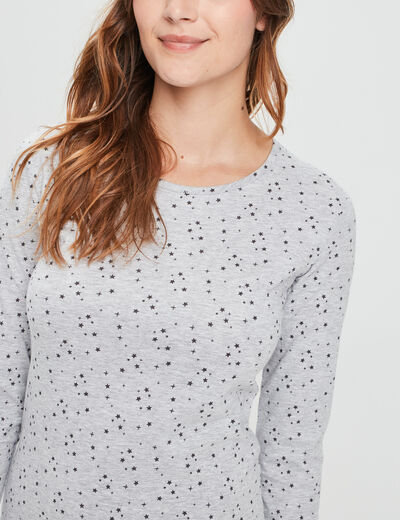 Chemise de nuit manches longues gris clair femme