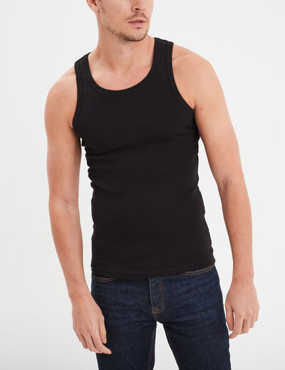 Débardeur coton bretelles larges noir homme