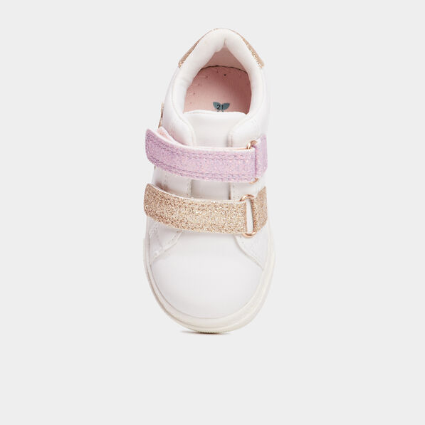 tennis basses a scratchs et paillettes blanc bebef Tennis basses à scratchs et paillettes blanc bébé fille