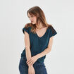 T-shirt dentelle épaules et dos bleu marine femme