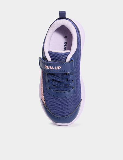 Baskets running à scratchs bleu marine fille